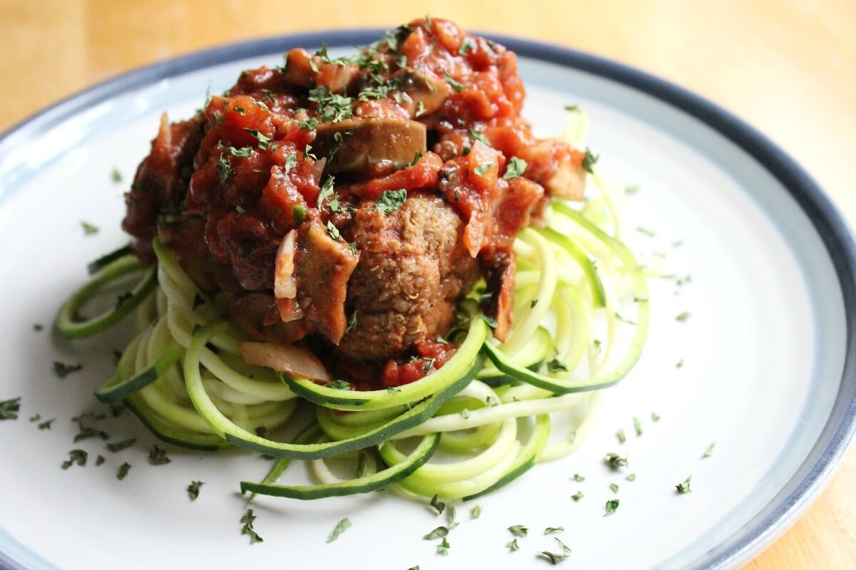 Lentil Quinoa Meatballs and Zucchini Noodles
