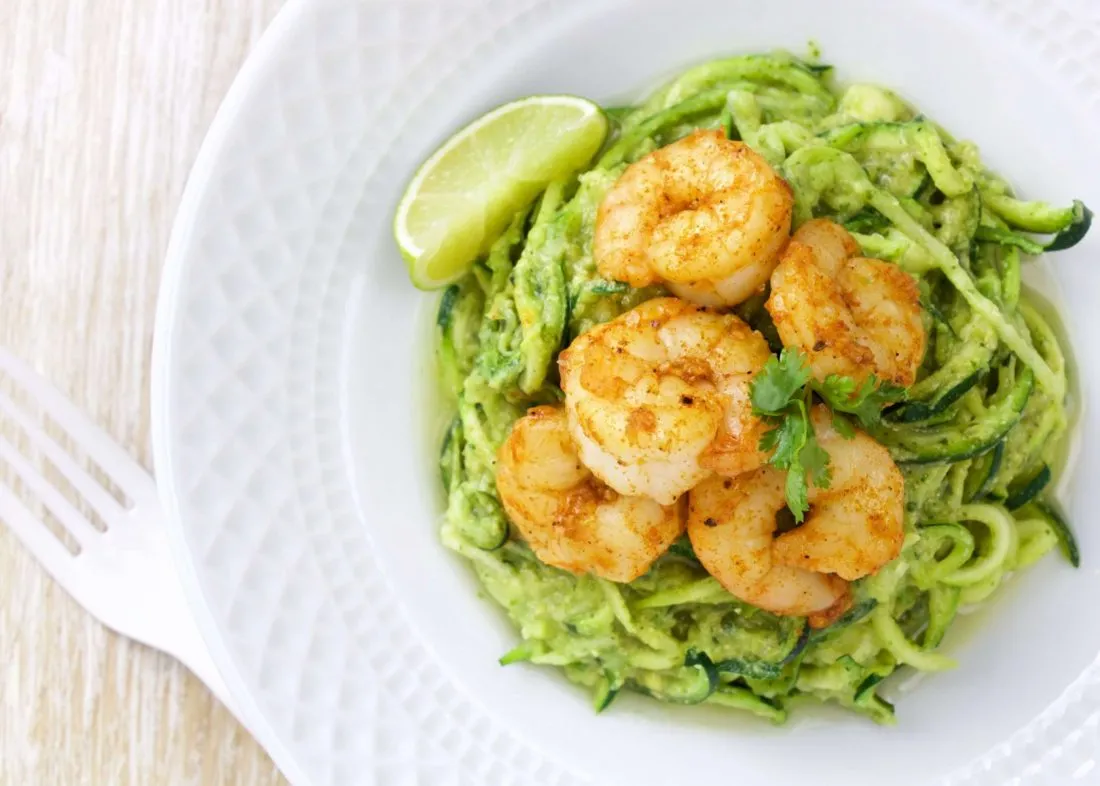 Cilantro Pesto Zoodles with Shrimp
