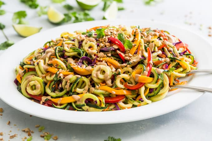 Rainbow Pad Thai Zucchini Noodle Salad
