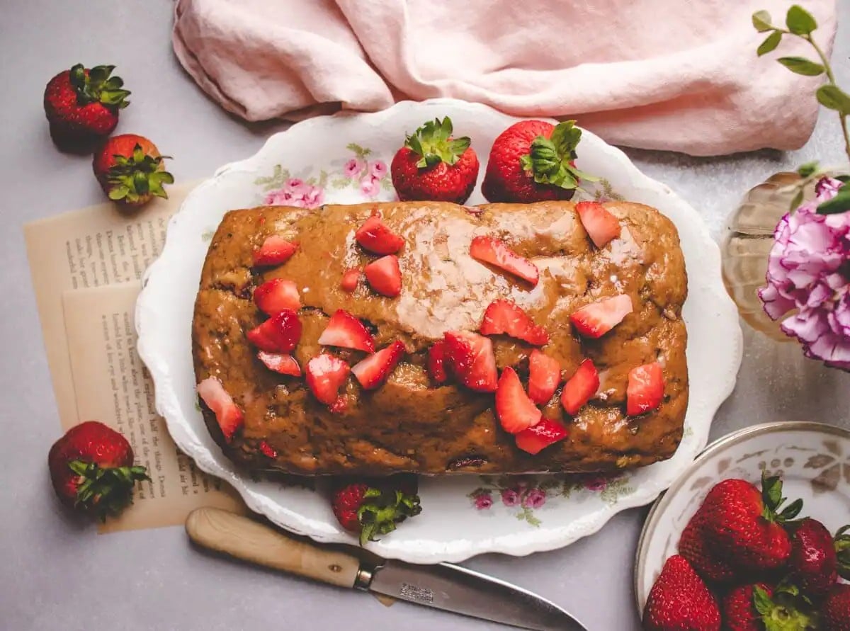 Glazed Strawberry Zucchini Bread 
