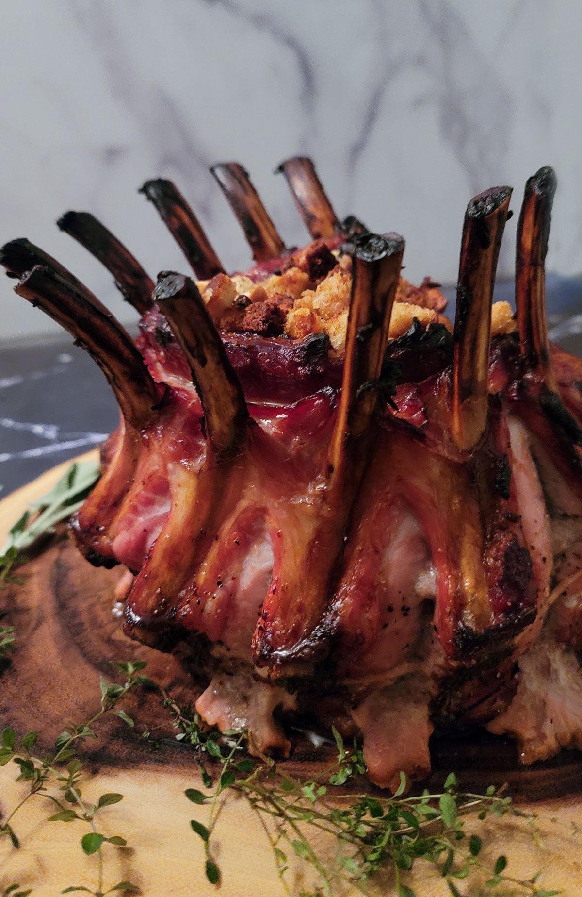 Pork Crown Roast side angle.