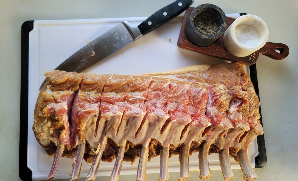 Back side of the ribs scored.