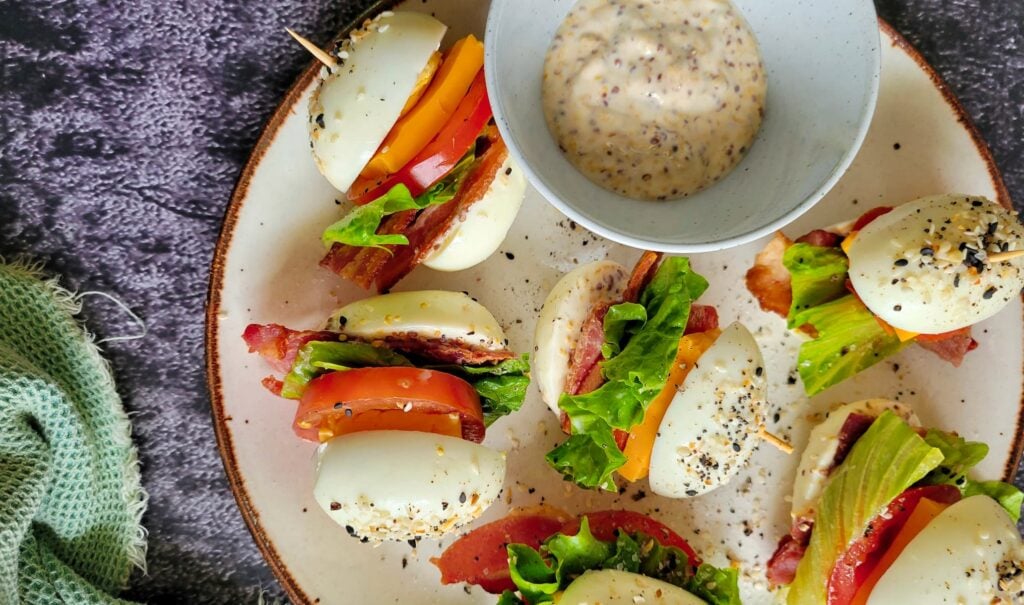 Bacon Cheese Egg Bites with Lettuce and Tomato
