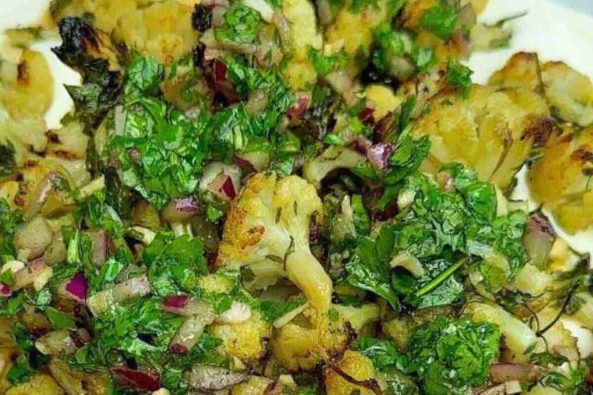 Roasted Cauliflower with Chimichurri (Healthy & Easy)
