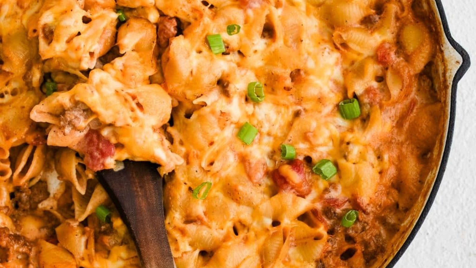 Cheeseburger casserole in a large pot.