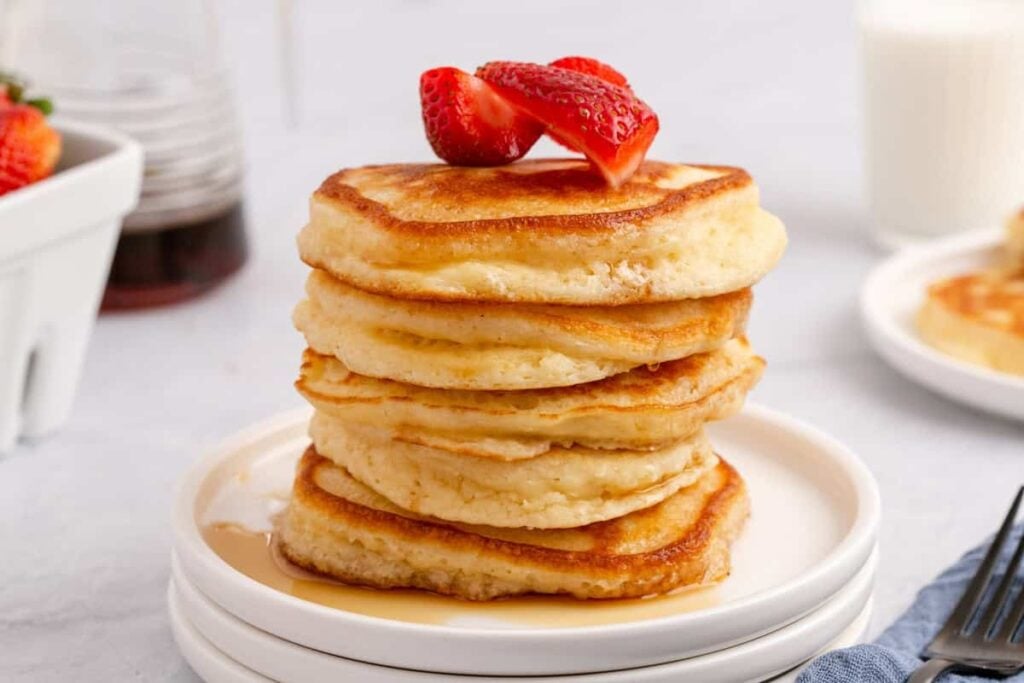 A stack of Crispy Fluffy Pancakes.