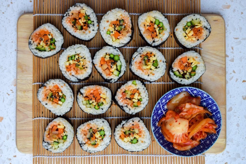 Easy Vegetarian Kimbap (Korean Sushi Rolls)
