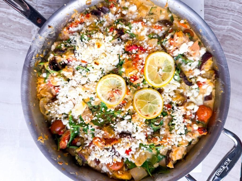 Creamy Lemon Chicken Orzo Pasta Bake
