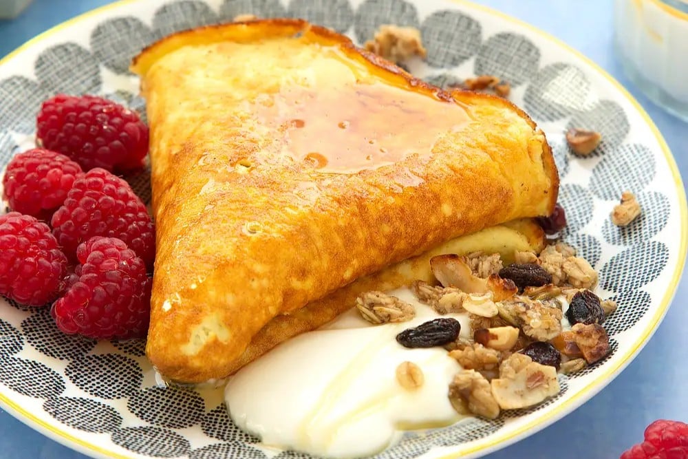 Sweet breakfast omelette. Yes, really! It's delicious!
