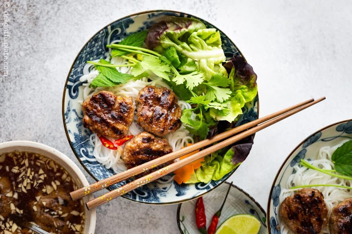 Authentic Bun Cha – Vietnamese Grilled Pork Meatballs with Noodles
