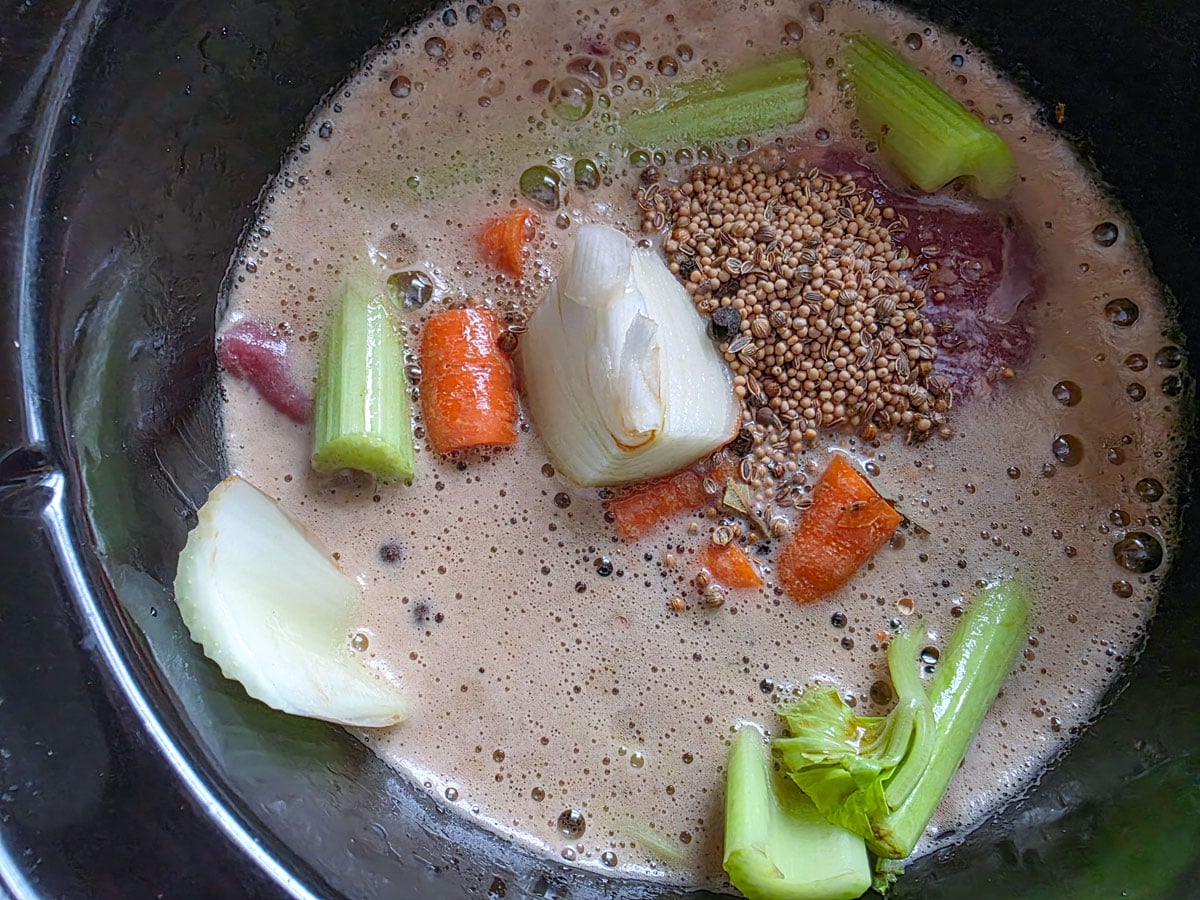 Liquids added to the crockpot.