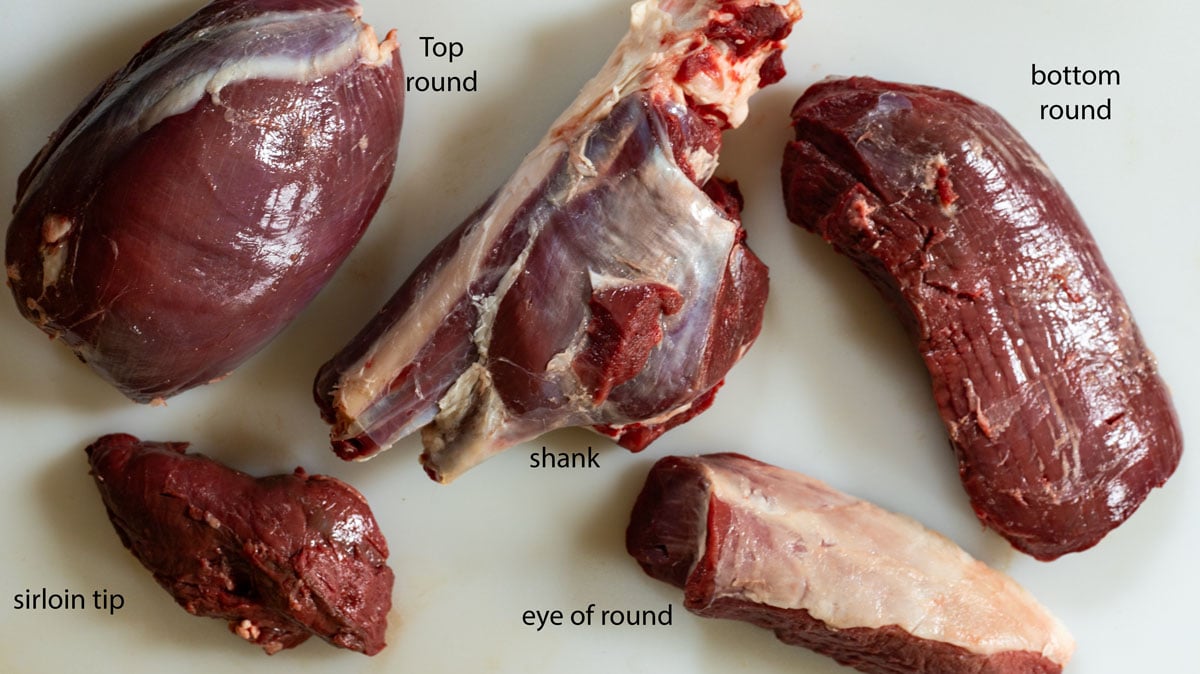 Rear leg cuts of a deer.