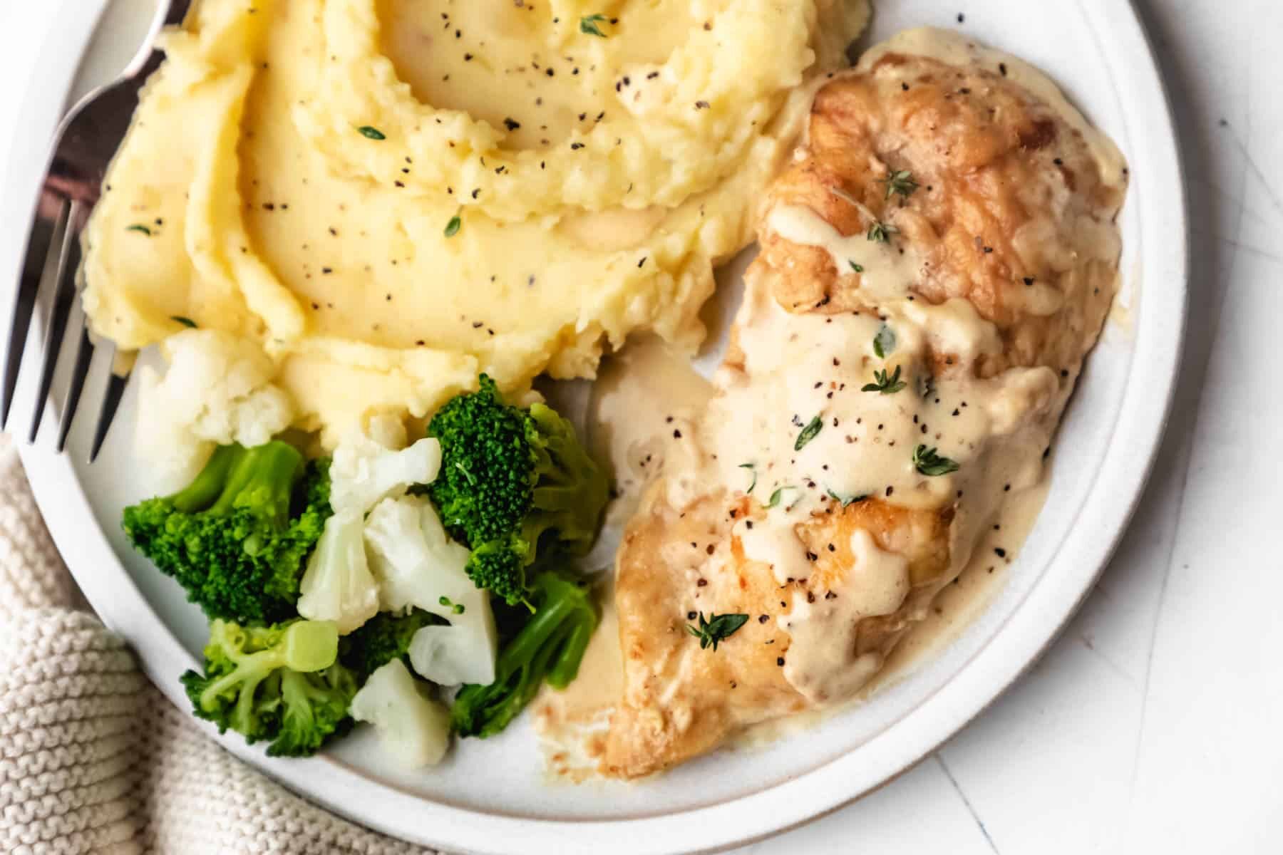 An overhead shot of Creamy Mustard Chicken Recipe
