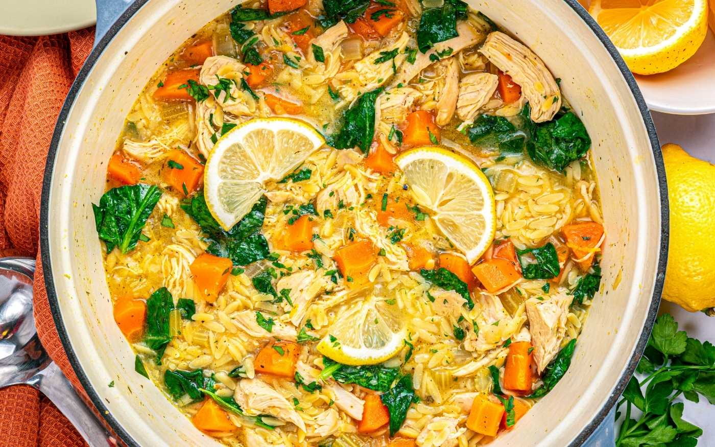 Lemon Chicken Orzo Soup

