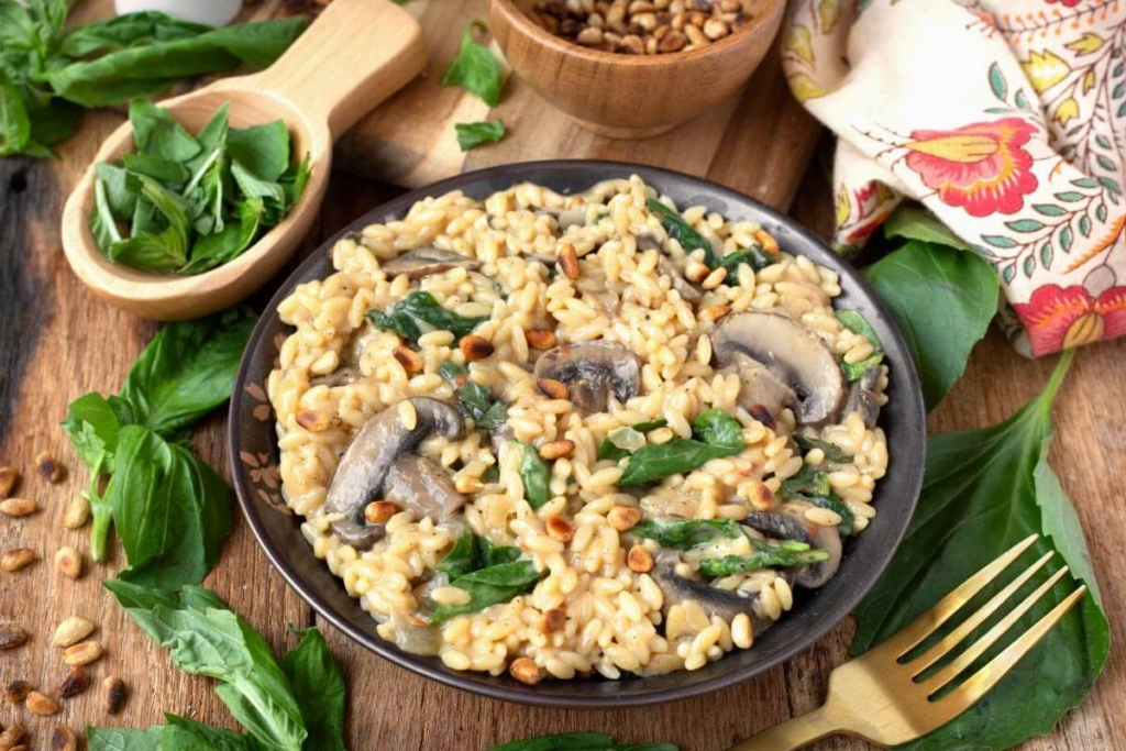 Spinach Mushroom Orzo