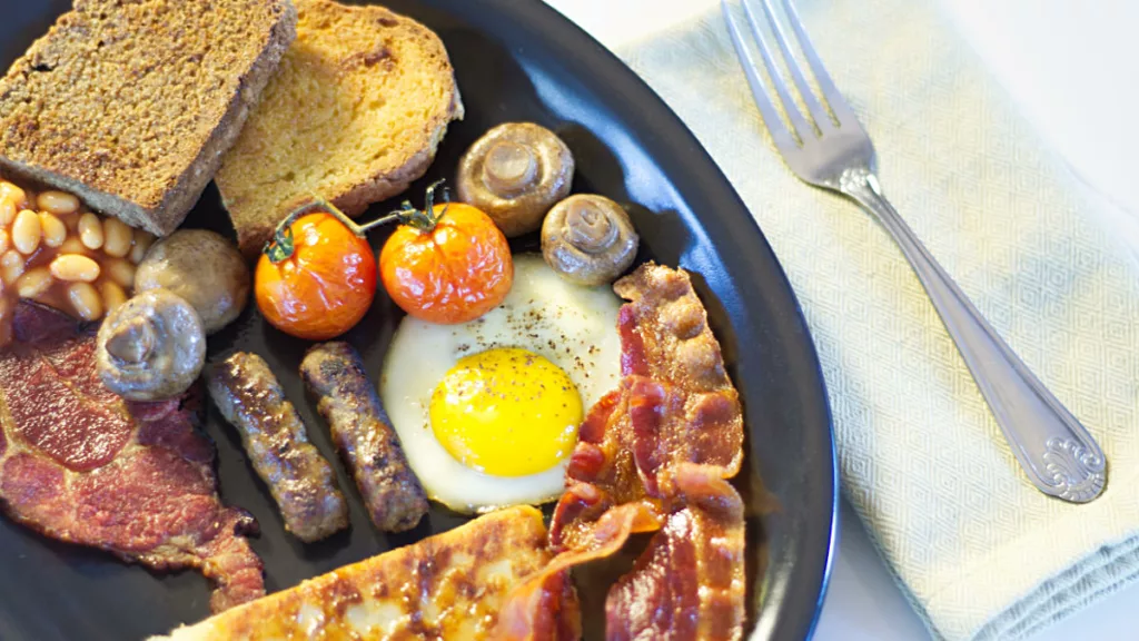A close up shot of food included in a full Ulster Fry Platter