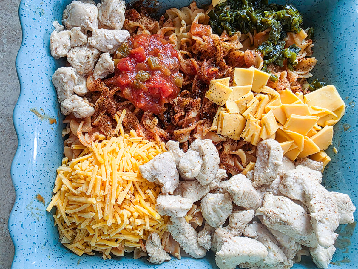 Ingredient;s in a green casserole.