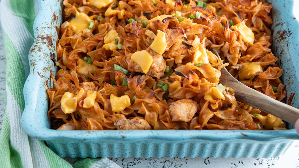 Cheesy Mexican Noodle Casserole.