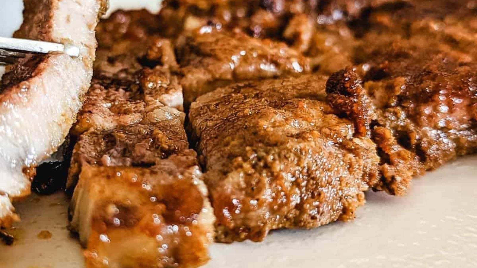 Close up image of air fryer pork chops.