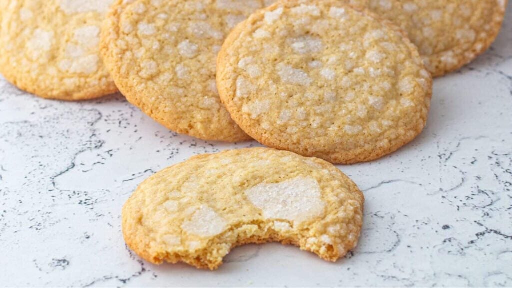 Vintage Angel Cookies displayed with one bitten.