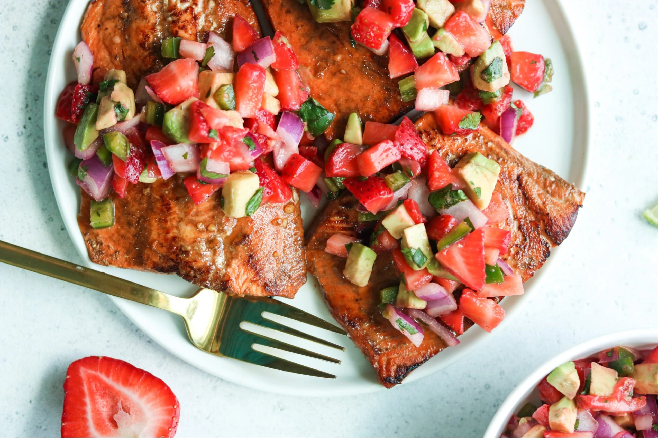 Balsamic Grilled Salmon with Strawberry Avocado Salsa
