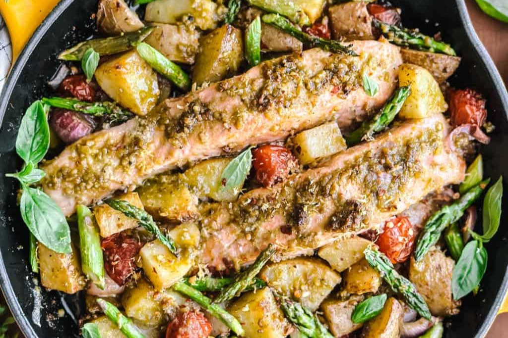 One Pan Pesto Salmon Recipe
