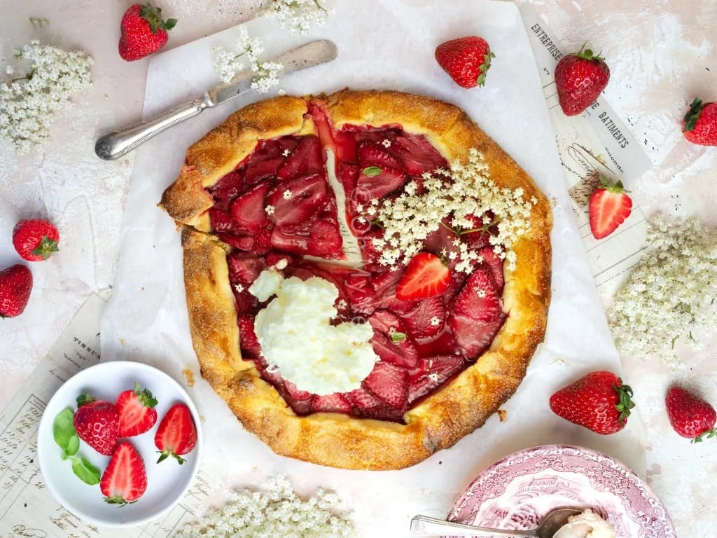 Elderflower Infused Strawberry Galette
