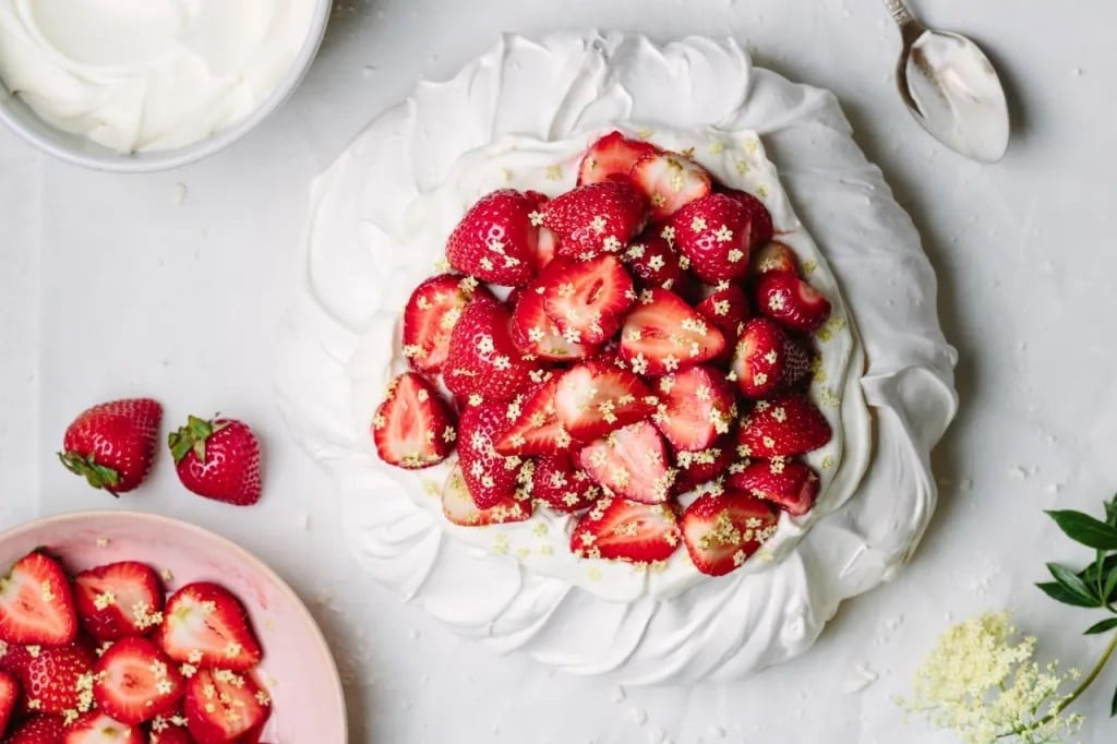 Strawberry Elderflower Pavlova
