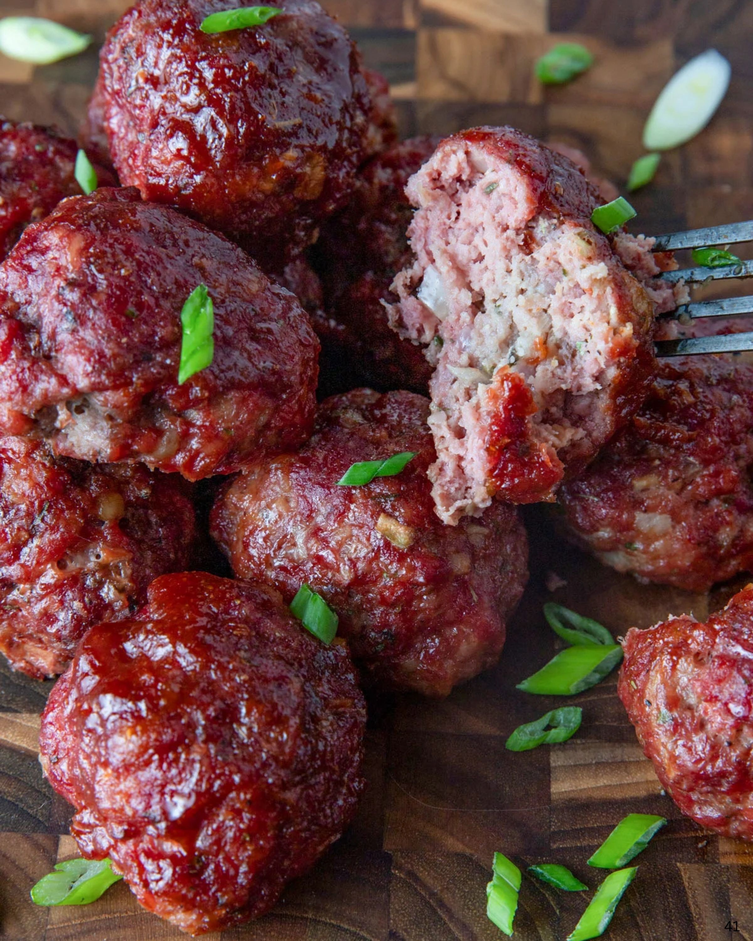 Smoked meatballs finished dish