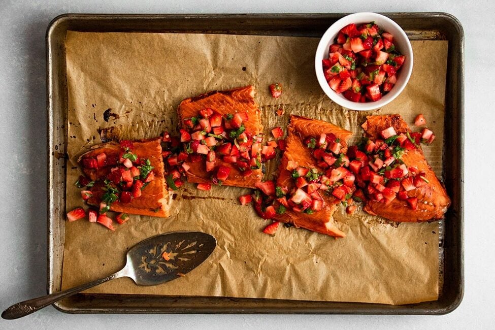 Easy Balsamic Salmon with Strawberry Salsa
