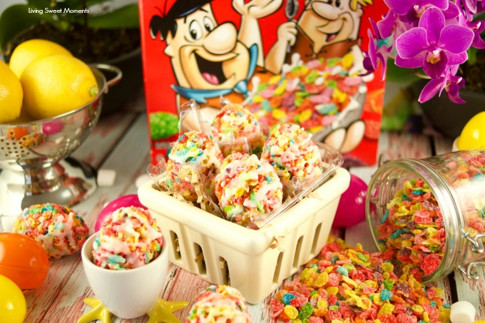 Lemon Glazed Fruity Pebbles Eggs
