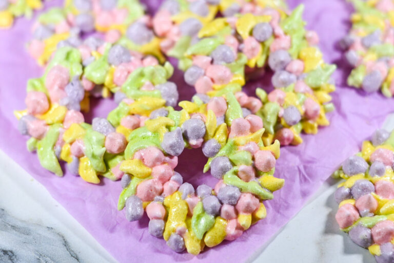 A platter of Floral Wreath Meringue Cookies Recipe