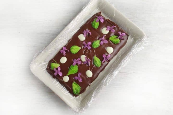 Spring Chocolate Bark with Edible Flowers and Greens
