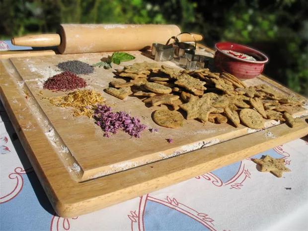 Herbed Watercress Cheese & Wild Flower Crackers
