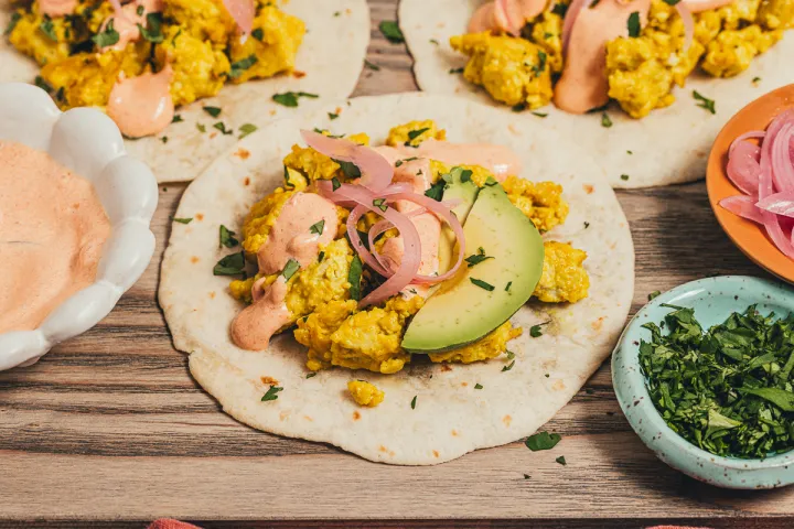 Tofu Scramble Tacos with Chipotle Crema (vegan)
