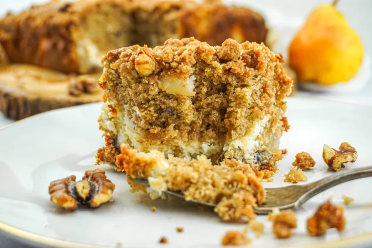 Pear and Walnut Cream Cheese Coffee Cake
