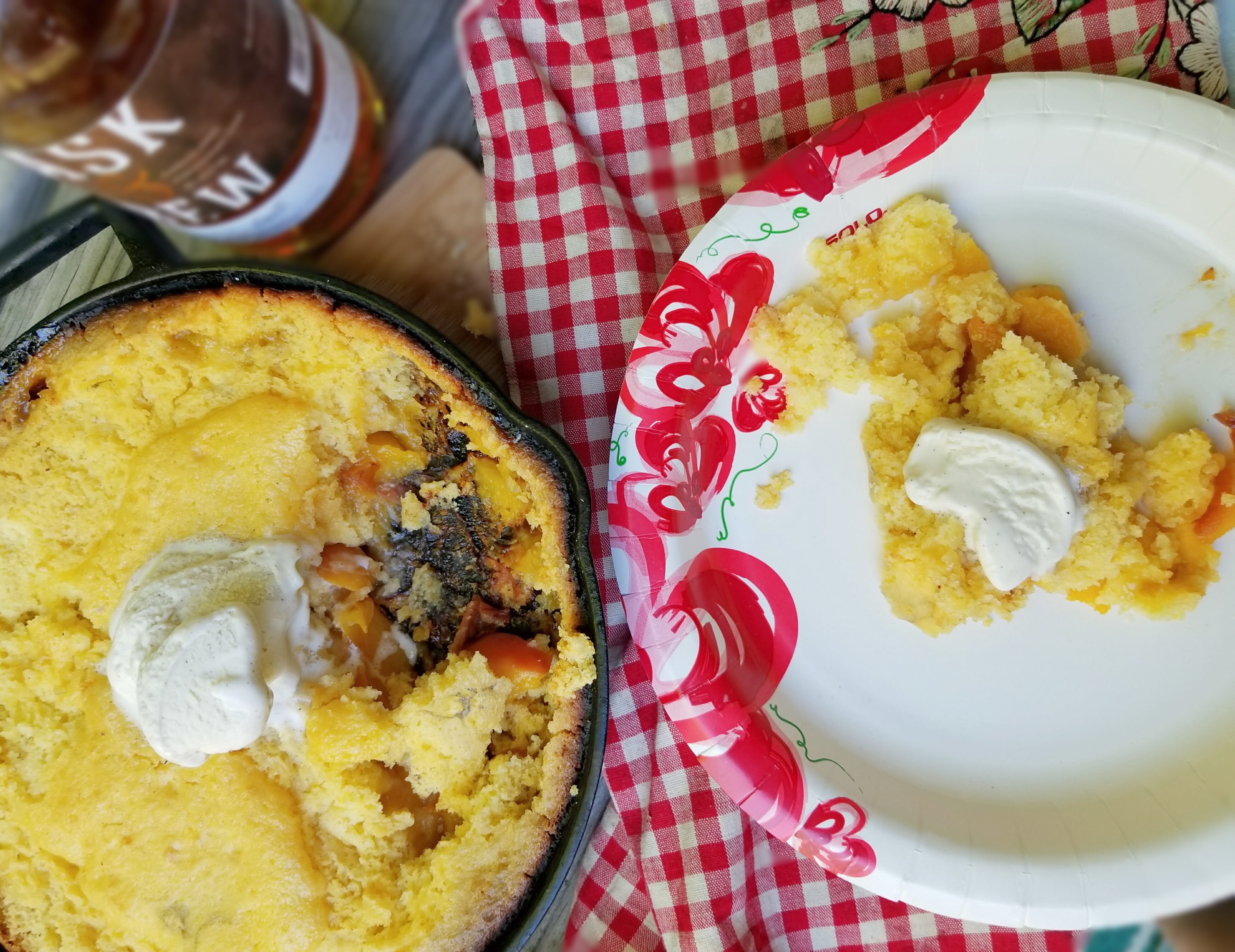 Campfire Whiskey Peach Cobbler
