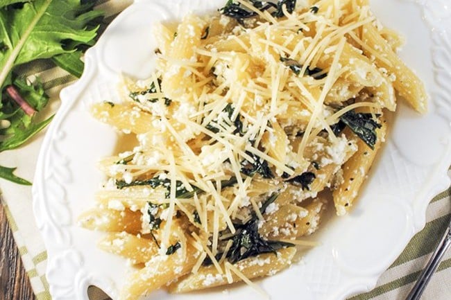 Penne Pasta with Dandelion Greens
