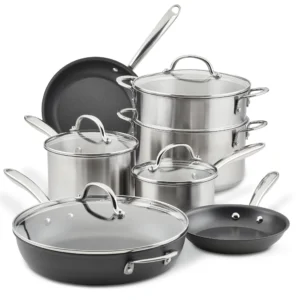 Product image of 11- Piece Professional Hard-Anodized Nonstick and Induction Stainless Steel Cookware Set
