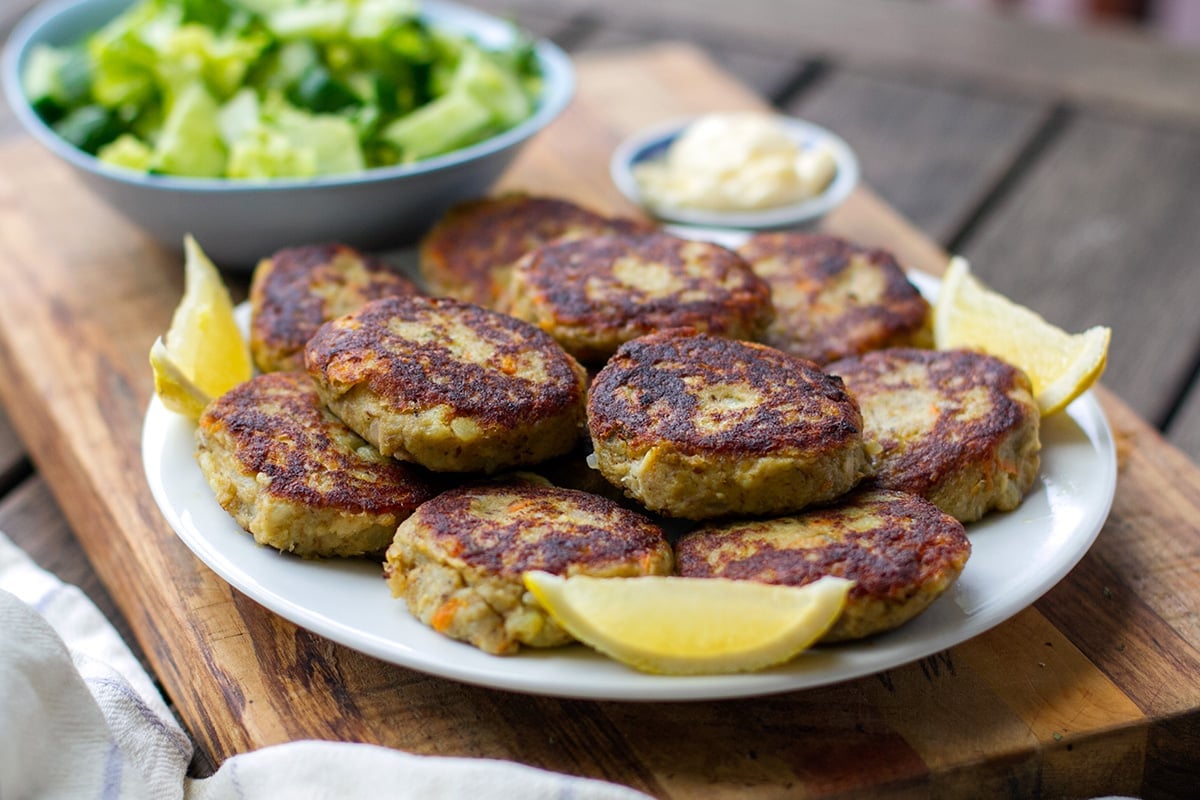A plate full of Sardine Fish Cakes
