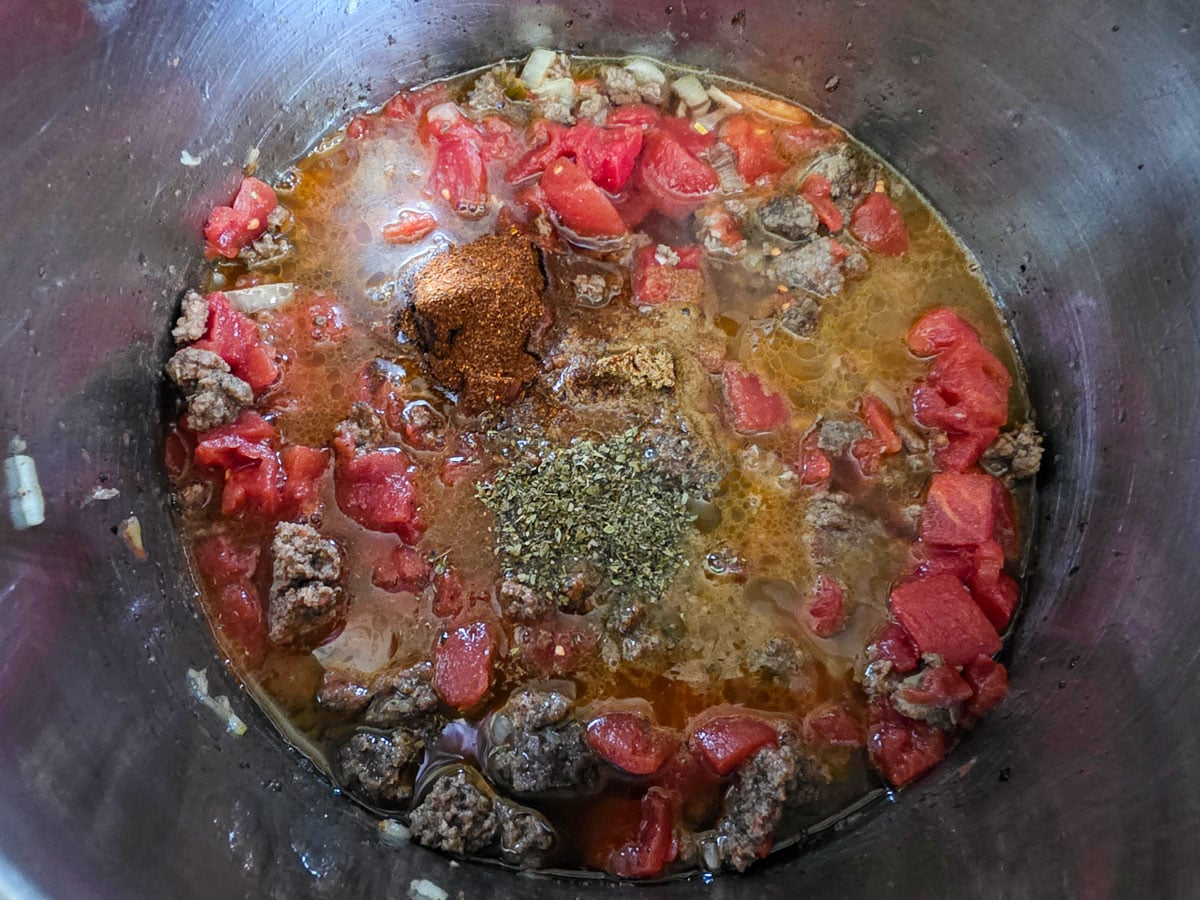 Spices added to the pot.