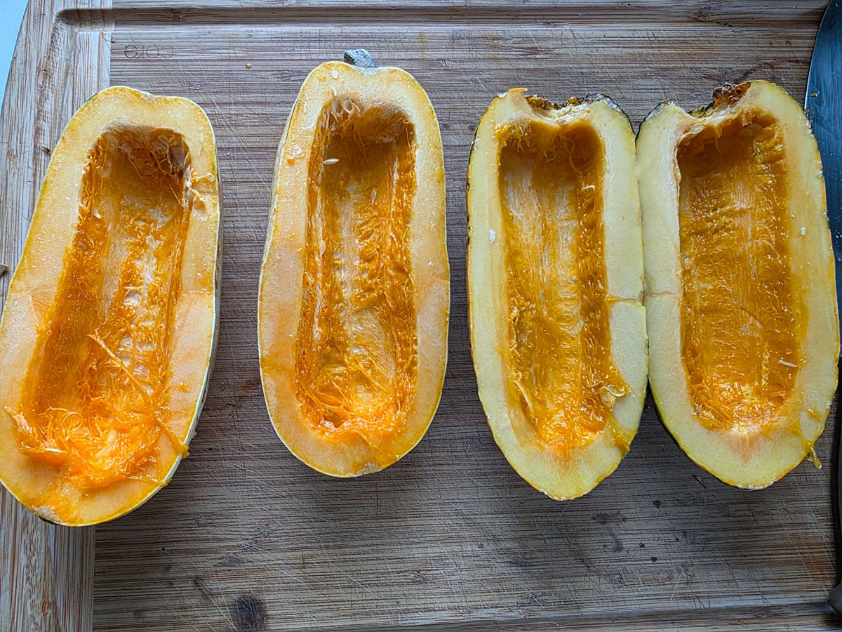 Seeds scooped out of the center of the squash.