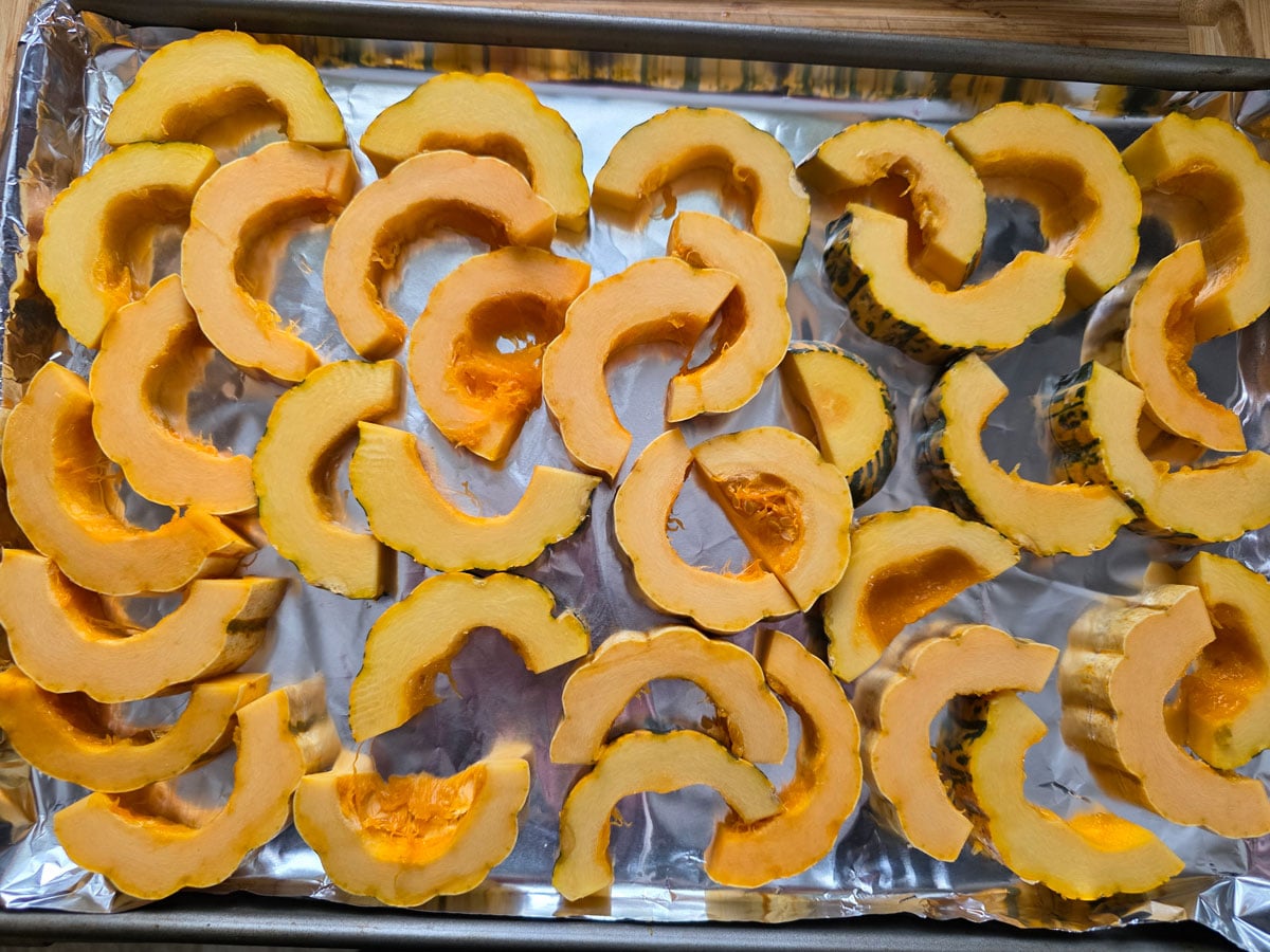 Squash drizzled with olive oil.