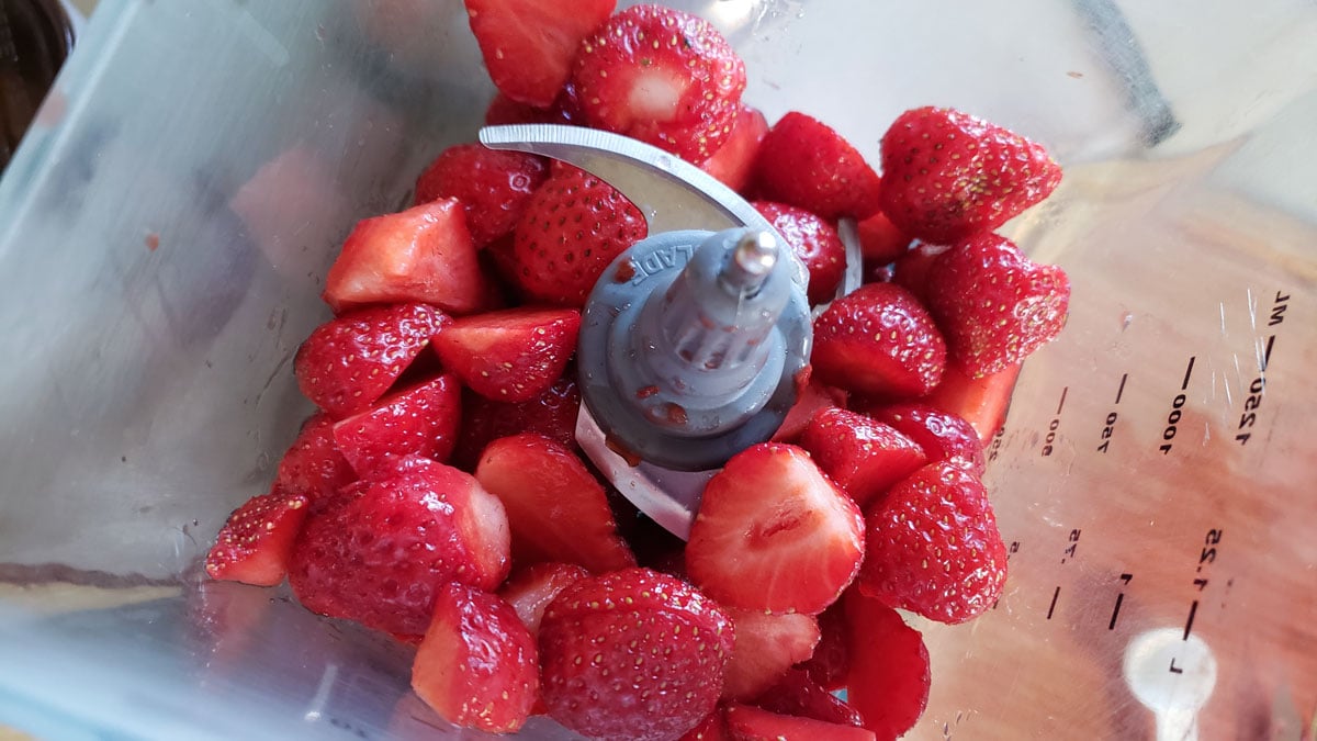 strawberries in a blender