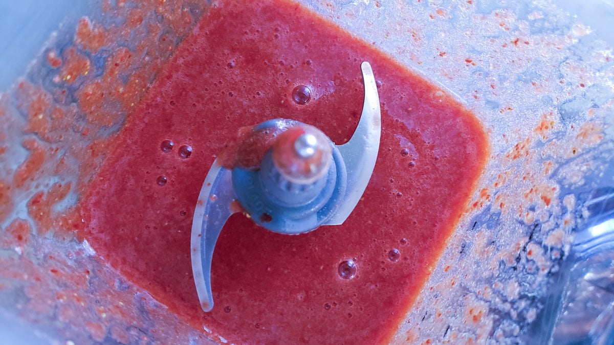 strawberries blended in a blender