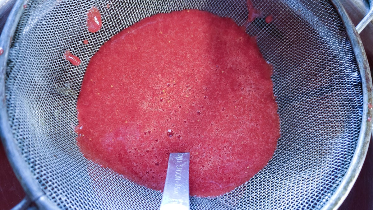 strawberries blended in a blender