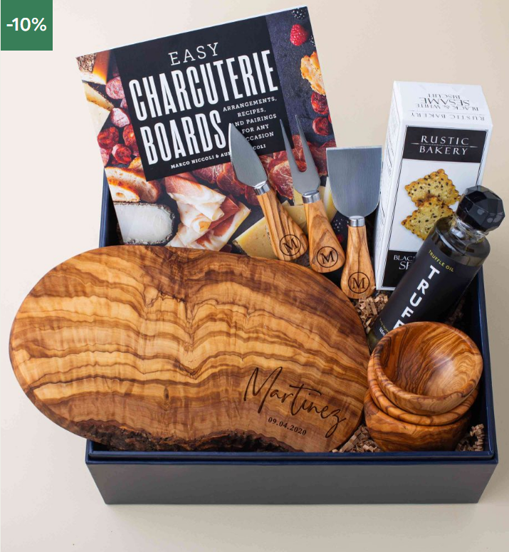 Personalized charcuterie gift box.