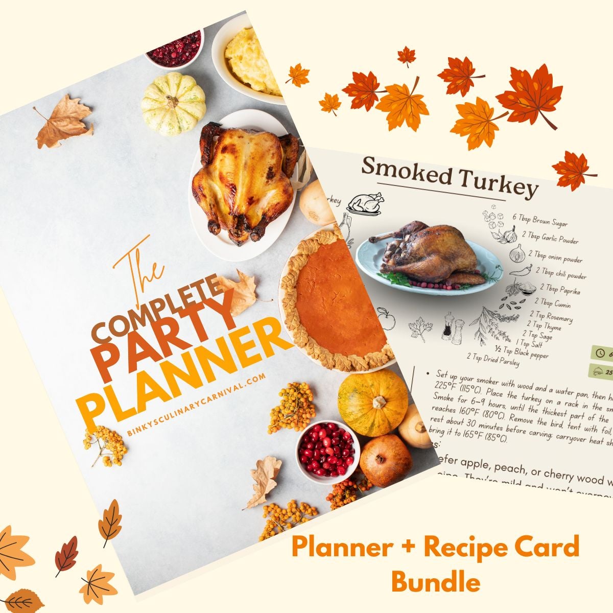 Thanksgiving planner and recipe card bundle